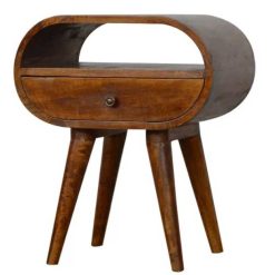 Astoria Farmhouse Nordic Rounded Bedside Open Slot Table