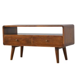 Alternative view of Astoria Farmhouse Rounded Corner Natural Brown Media Stand