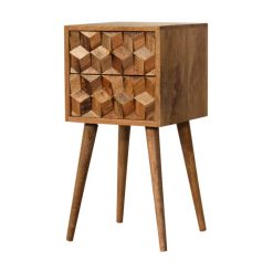 Astoria Modern Farmhouse Cube in Cube 2 Drawers Side Table