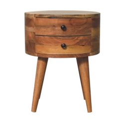 Alternative view of Astoria Rustic Farmhouse Rounded Wood 2 Drawers Side Table