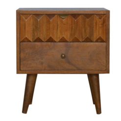 Astoria Rustic Farmhouse Prism 2 Drawers Nightstand Table