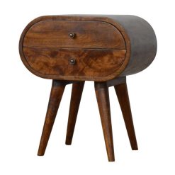 Astoria Rustic Farmhouse Oval 2 Drawers Side End Table