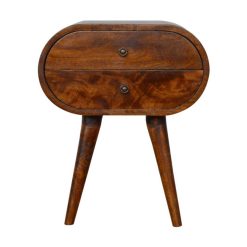 Alternative view of Astoria Rustic Farmhouse Oval 2 Drawers Side End Table
